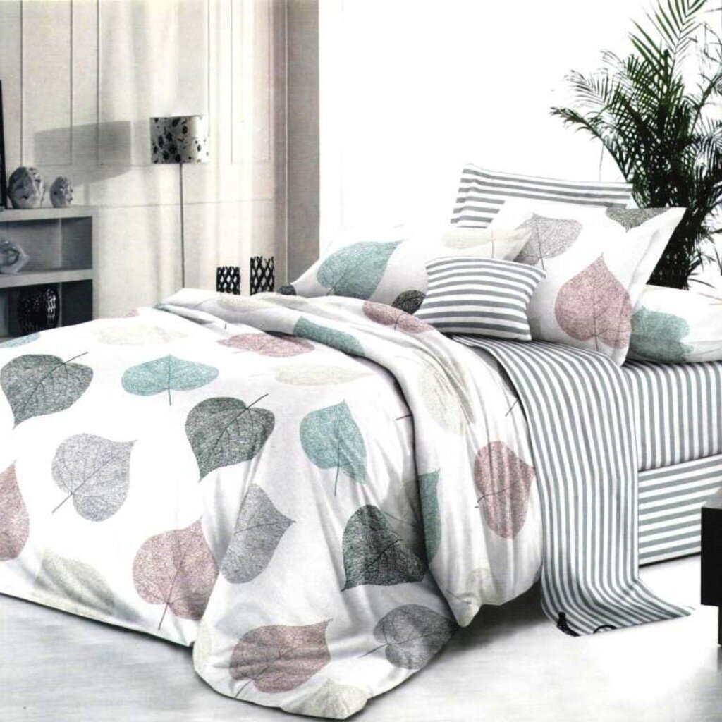 Постельное белье 1.5-спальное, простыня 160х215 см, 2 наволочки 70х70 см, пододеяльник 145х215 см, Butterfly, поплин, Винд