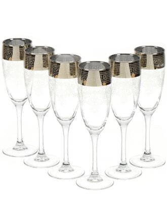 Бокал для шампанского, 170 мл, стекло, 6 шт, Glasstar, Барокко, GN1_1687_3