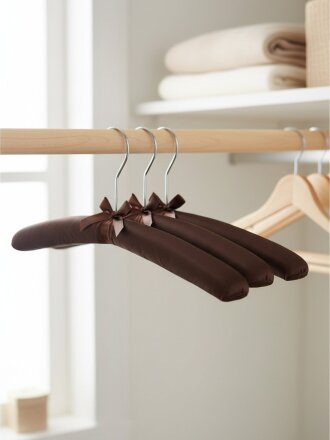 Вешалка-плечики для одежды, 37.5 см, сатин, 3 шт, шоколад, Рыжий кот, 111494