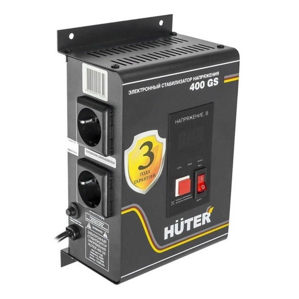 Стабилизатор напряжения Huter, 400GS, 0.35 кВт, 110-260 В, 63/6/12 стабилизатор mobicent mcer310293
