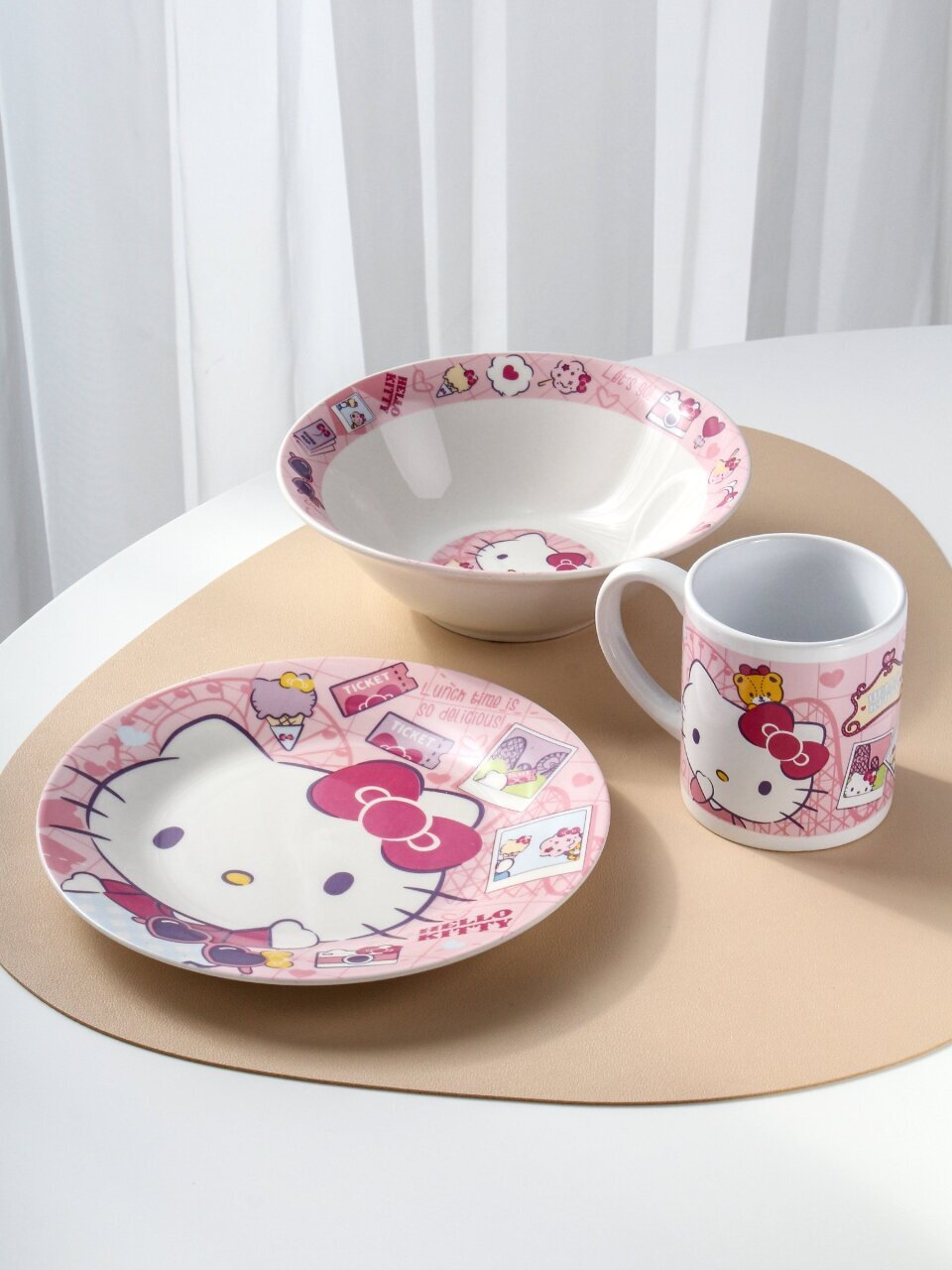 Набор детской посуды фарфор, 3 шт, Hello Kitty, подарочная упаковка, 311009