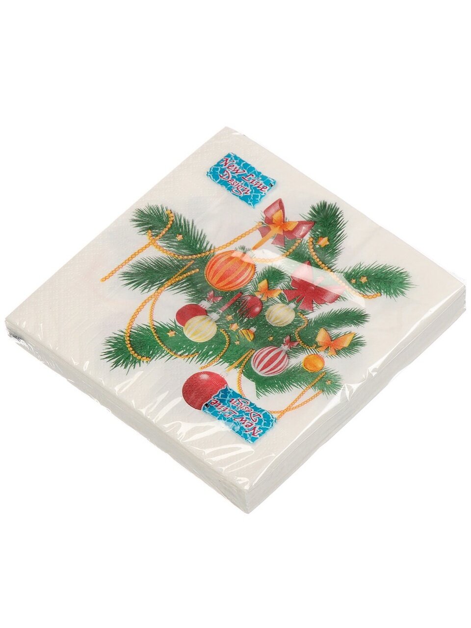 Салфетки бумажные New Line, Design Шары на ветке, 20 шт, 3 слоя, 33х33 см