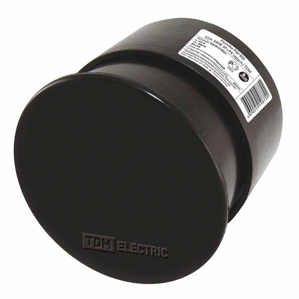 Разъем 32 А, 380 В, 3Р+РЕ, круглый, для электроплит, TDM Electric, SQ1812-0001 зарядное устройство tdm electric сзу 2 1 разъем 1 а черное sq1810 0002
