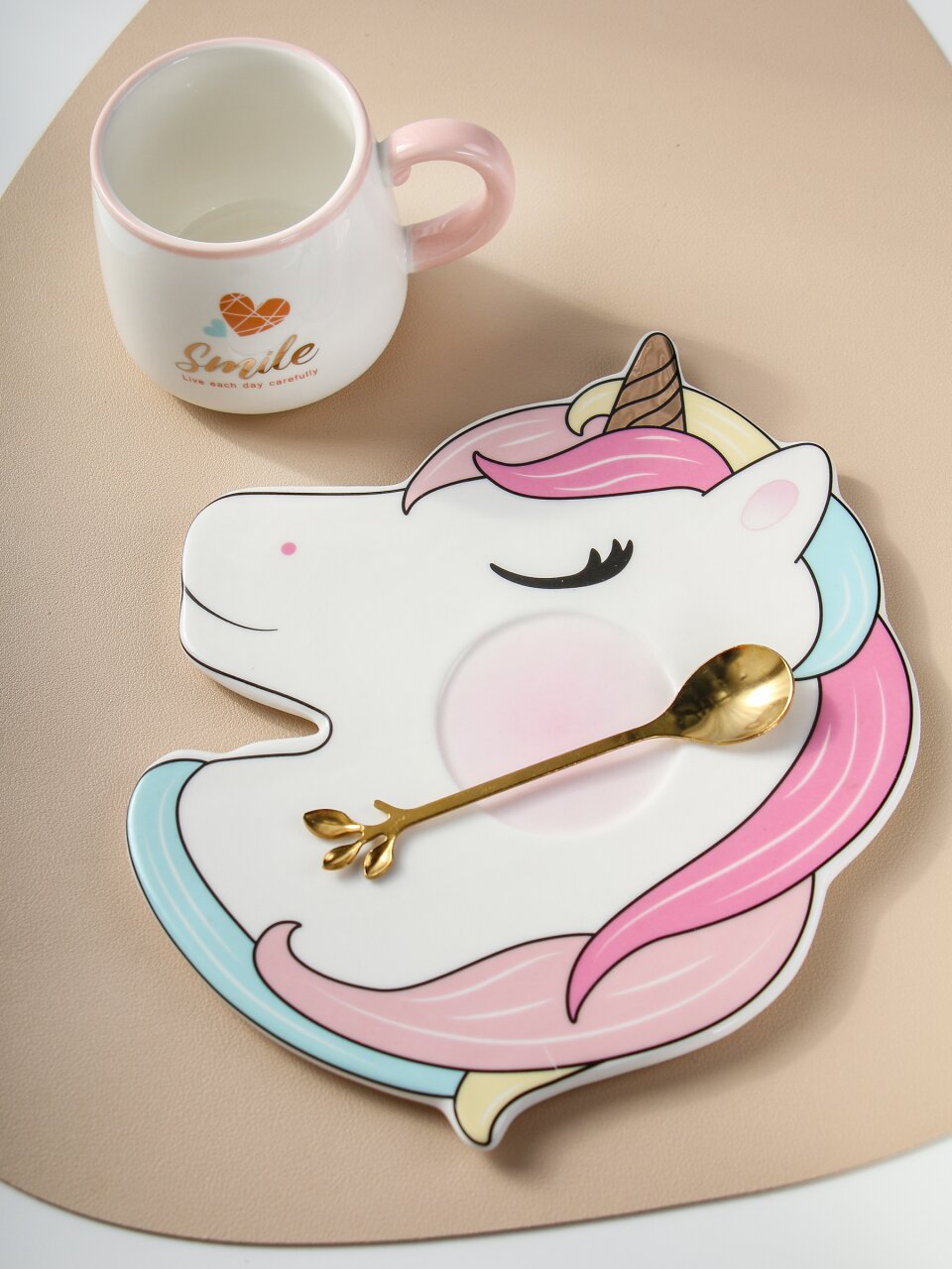 Чайная пара керамика, 3 предмета, на 1 персону, 250 мл, Единорог, B010404, в ассортименте