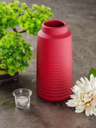 Ваза керамика, настольная, 25.5х12.5 см, Магический красный, Y4-3807, красная