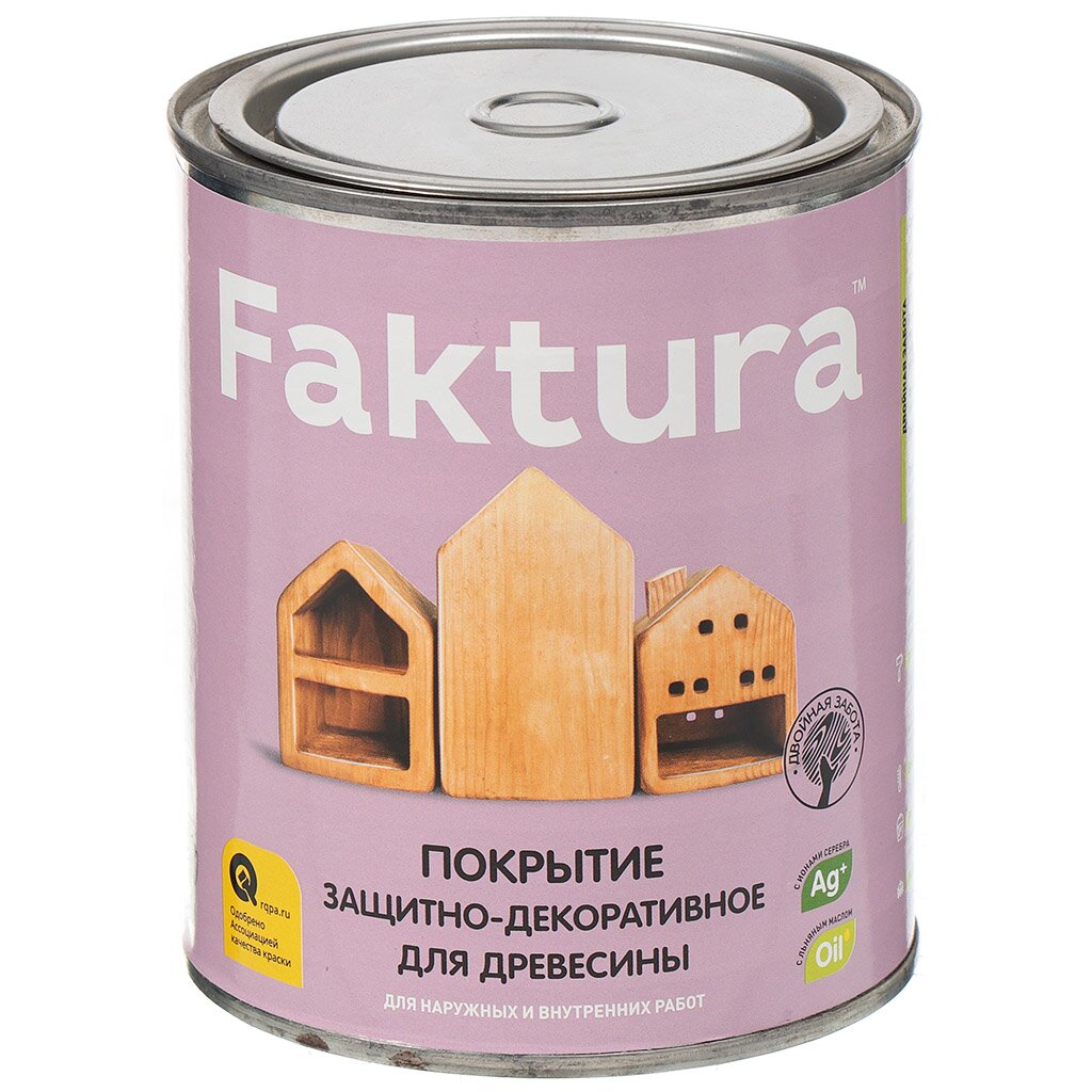Пропитка Faktura, для дерева, защитно-декоративная, орегон, 0.7 л покрытие faktura для дерева защитно декоративное палисандр 0 7 л