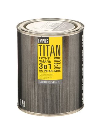 Грунт-эмаль Ореол, Титан, по ржавчине, алкидная, глянцевая, серый графит, RAL 7024, 0.75 кг