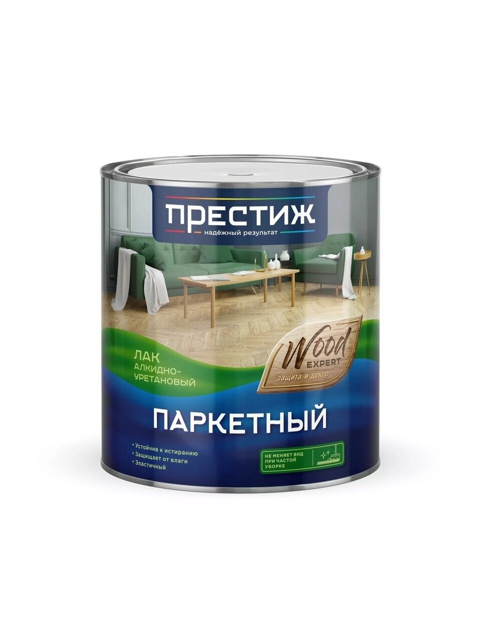 Лак Престиж, паркетный, полуматовый, алкидно-уретановый, для внутренних работ, 2.5 кг