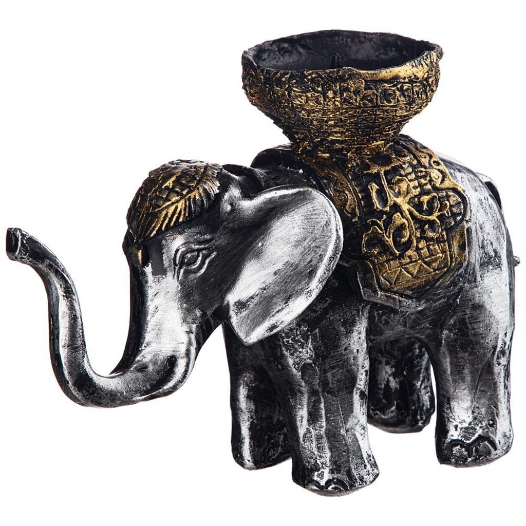 Подсвечник "слон" 19х13 см. цвет: серебро, 169-252
