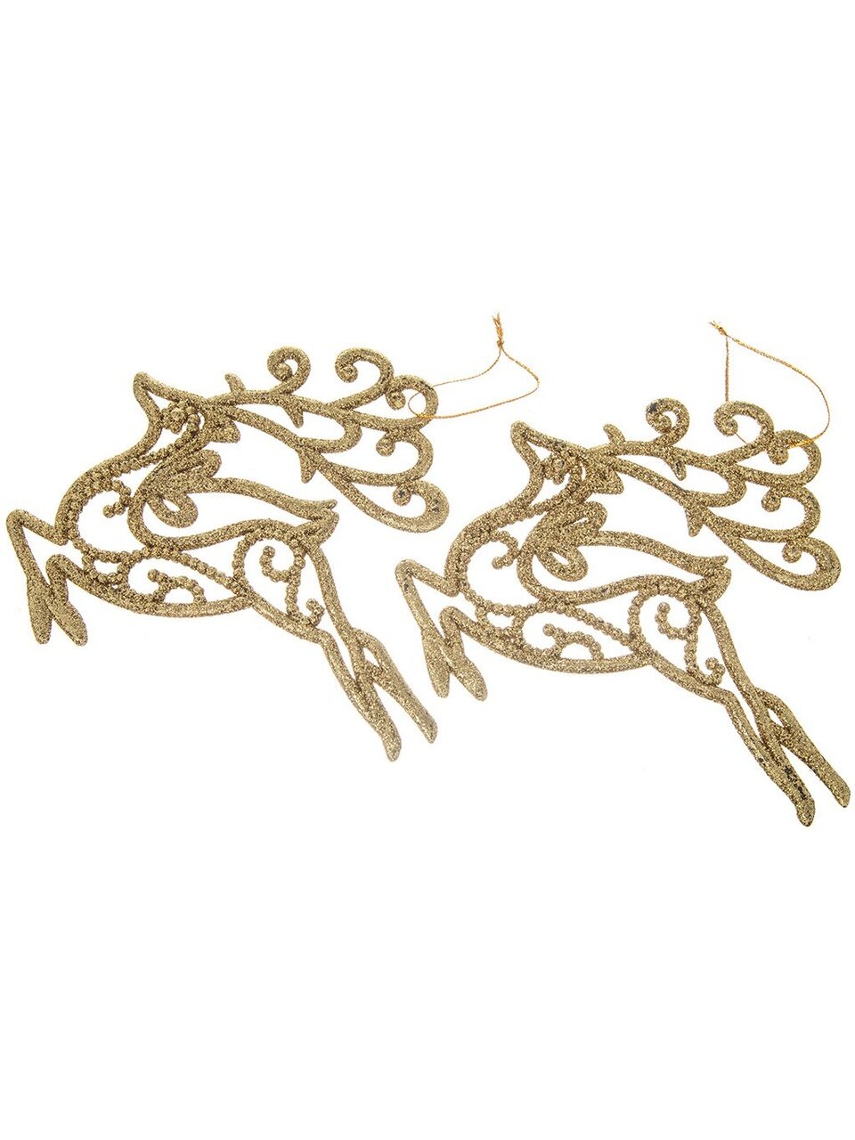 Набор елочных украшений Олени, 2 шт, золото, 13х14.5 см, пластик, SYLKL-4919125