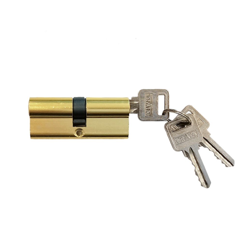 Личинка замка двери Vrata, LL-ЦМ70, 208242, 70 мм, золото, алюминий, 3 ключа