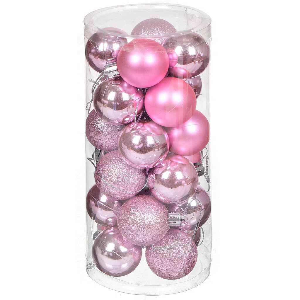 Елочный шар 24 шт, розовый, 4 см, SYCB17-634-5