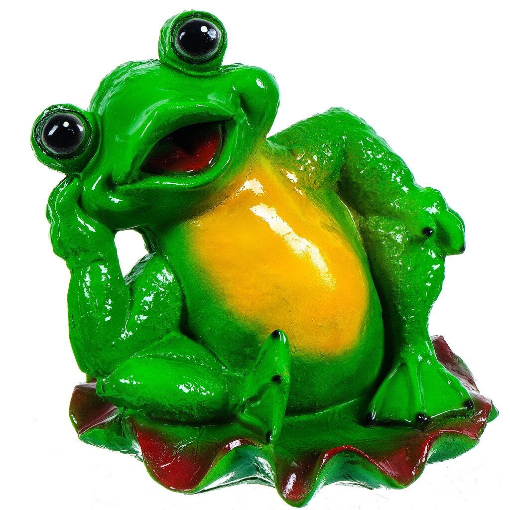 Фигурка садовая Лягушка на кувшинке, 25 см, гипс, Л89