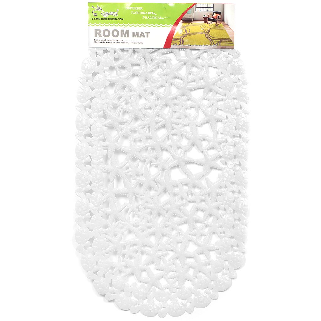 Коврик для ванной, антискользящий, 0.38х0.68 м, ПВХ, белый, Y3-683 коврик доляна камень 50×80 см белый