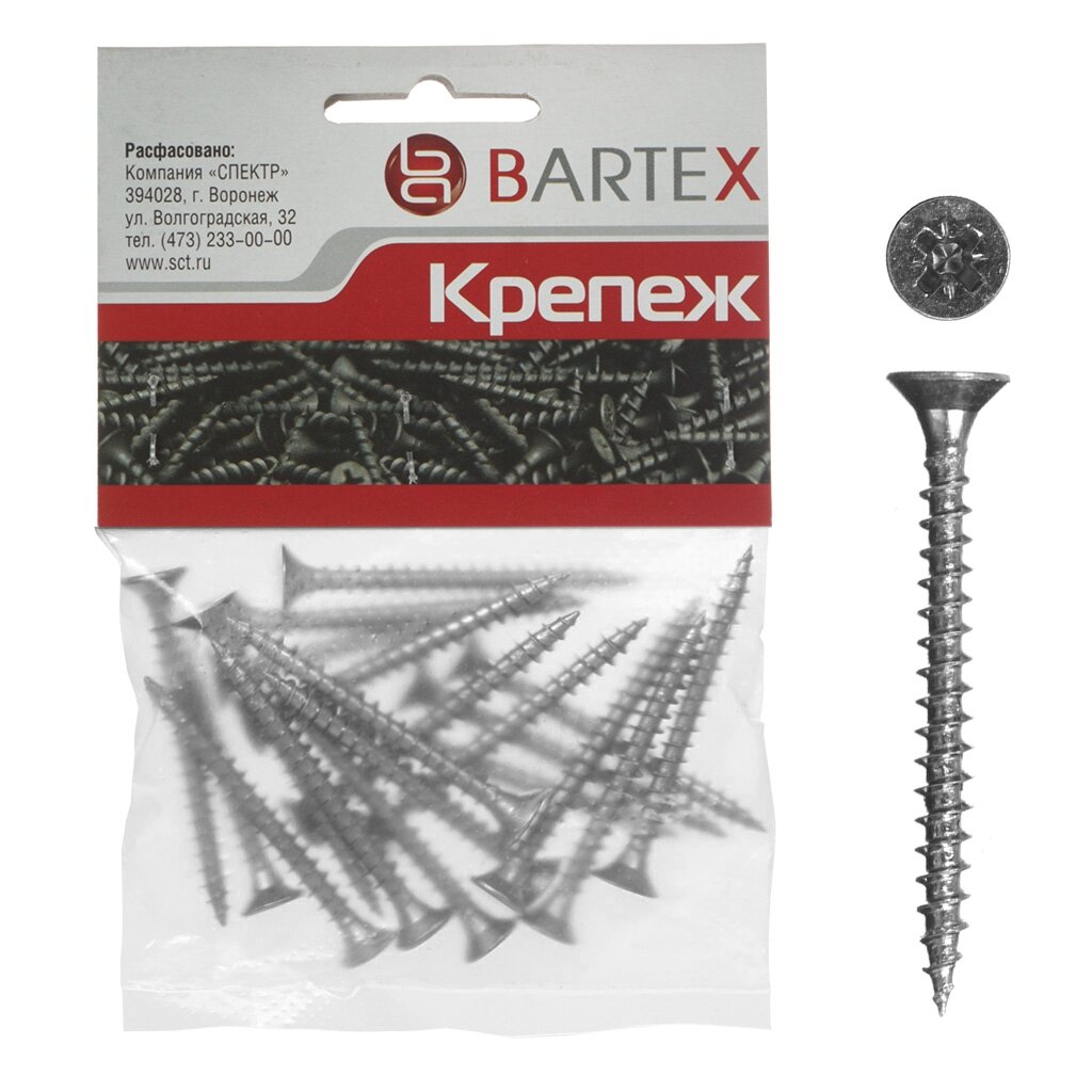 Саморез универсальный, диаметр 4х40 мм, 40 шт, оцинкованный, пакет, Bartex правило строительное 1 м трапеция с ребром жесткости металл bartex 100111100