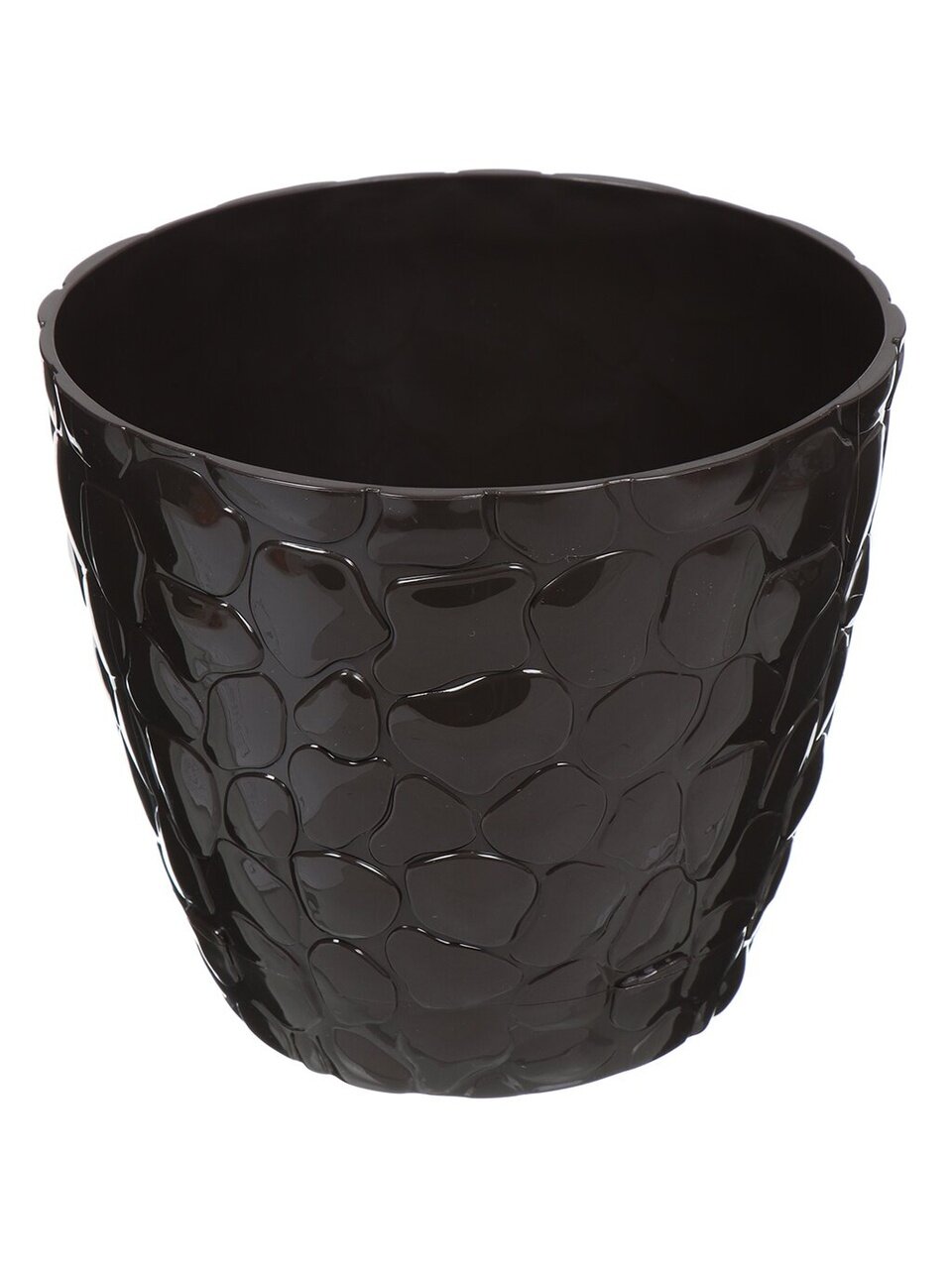 Горшок для цветов пластик, 1.4 л, 15х14 см, коричневый, Idea, Камни, М 3172