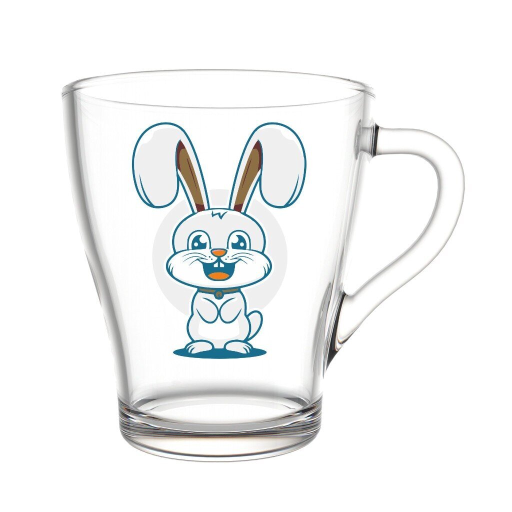 Кружка стекло, 250 мл, Зайчишки, 1649-Д, в ассортименте