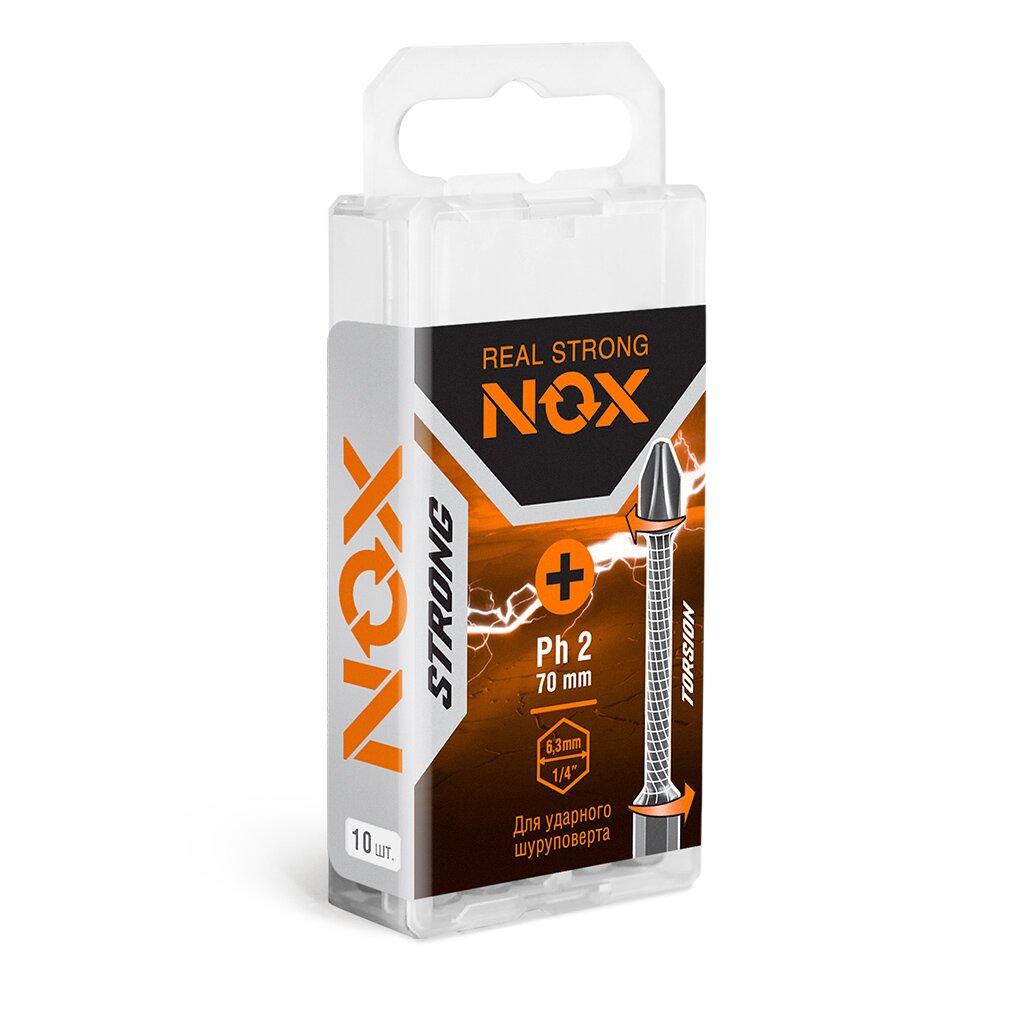 Набор бит Nox, Strong torsion, Ph2, 70 мм, 10 шт набор бит nox strong torsion ph2 70 мм 10 шт