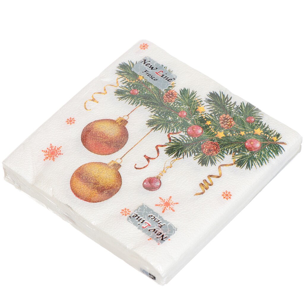 Салфетки бумажные New line Fresco Новогодний кант 20 шт, 33х33 см