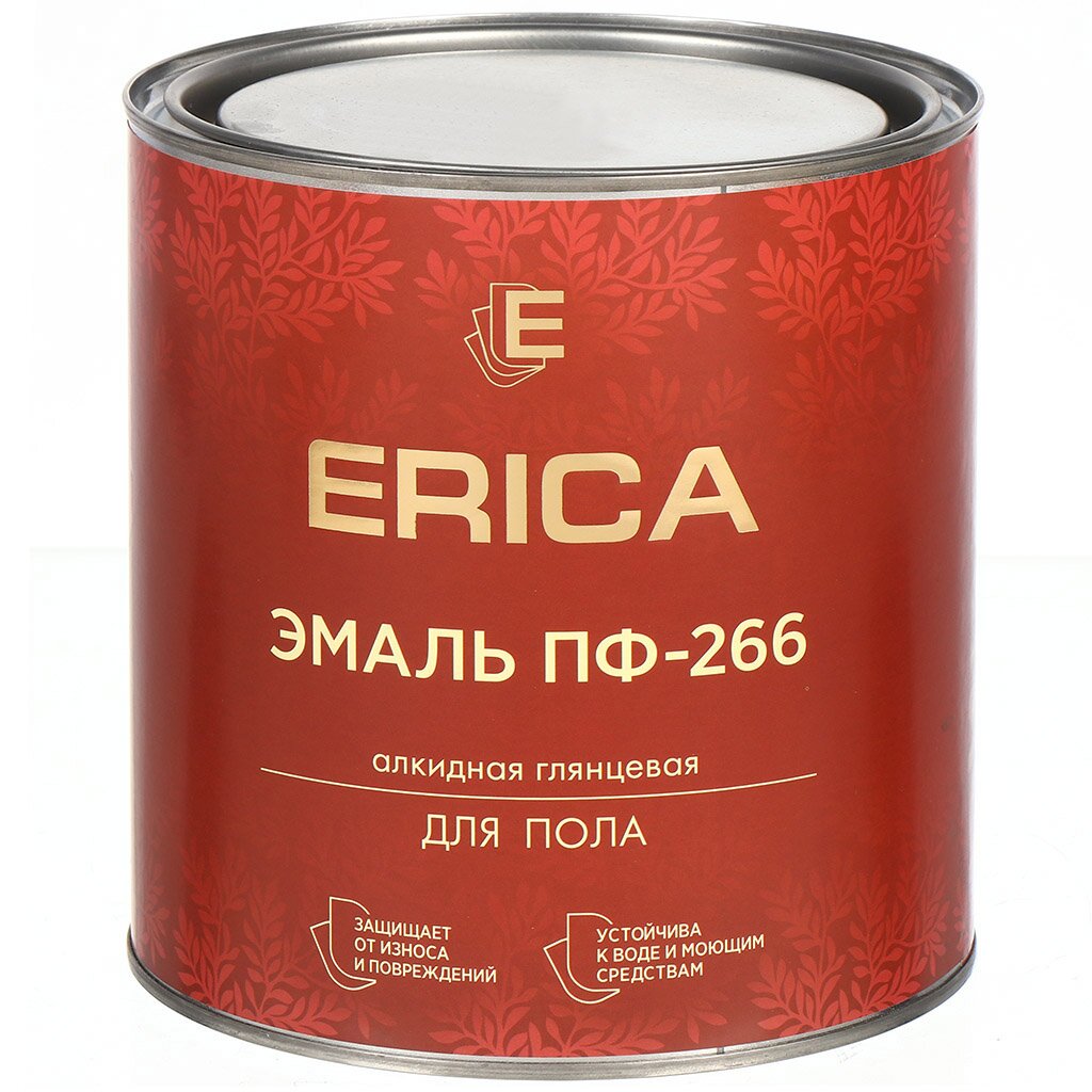 эмаль erica пф 266 для пола алкидная глянцевая золото коричневая 1 8 кг Эмаль Erica, ПФ-266, для пола, алкидная, глянцевая, золото-коричневая, 2.6 кг