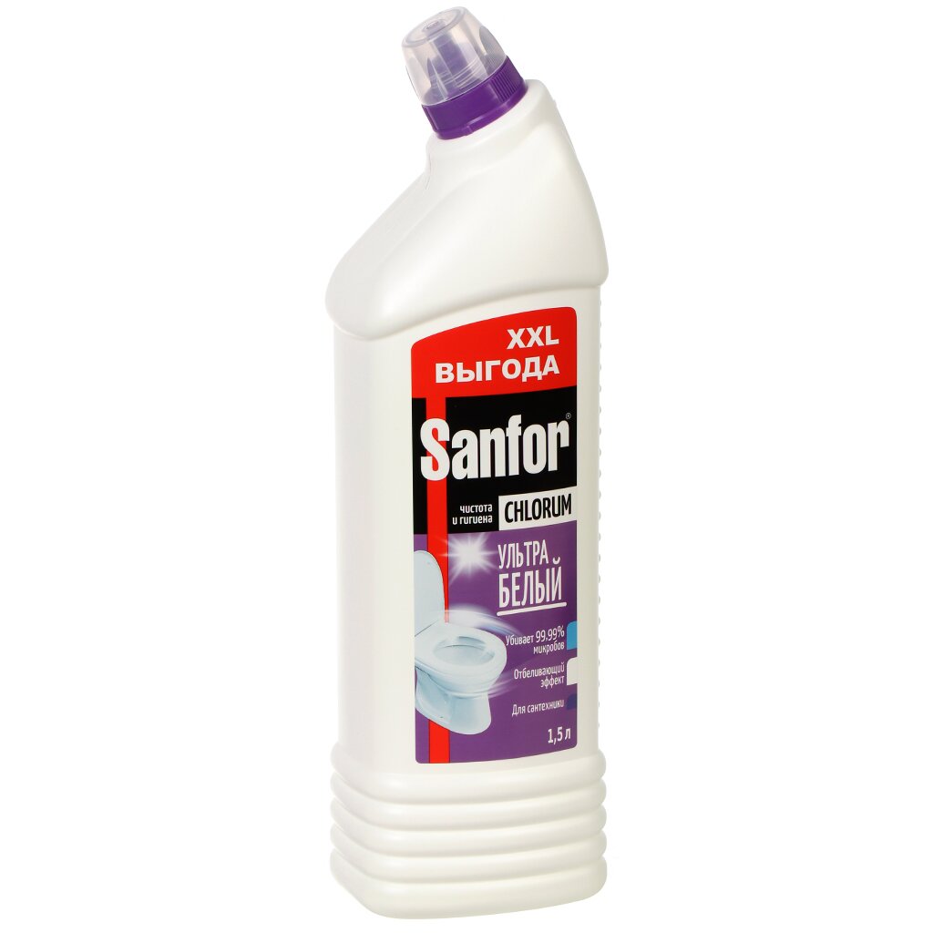 Чистящее средство для сантехники, Sanfor, Ультра белый, гель, 1.5 л чистящее средство для сантехники effect