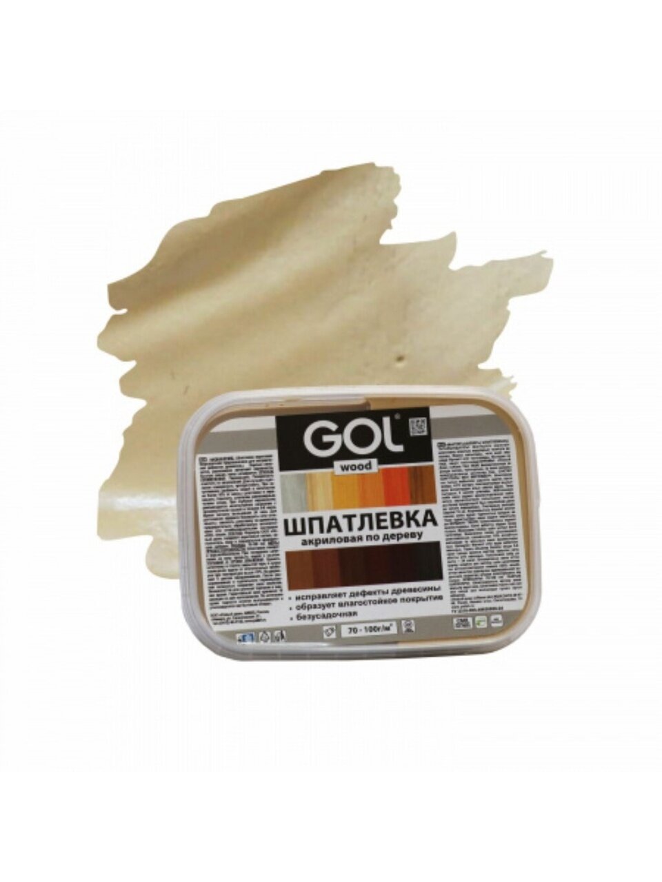 Шпатлевка Мастер, GOL wood, акриловая, по дереву, универсальная, для внутренних и наружных работ, сосна, 0.15 кг