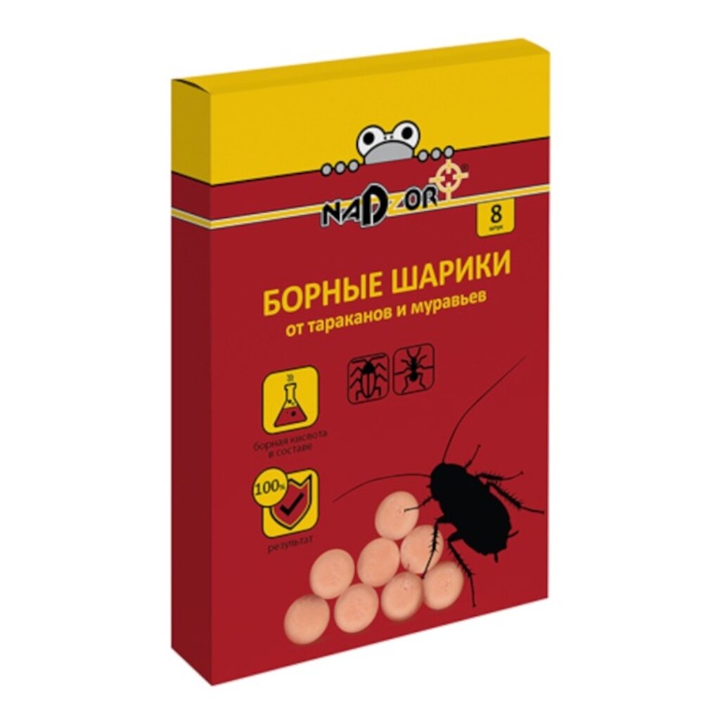 Инсектицид Борные шарики, от тараканов, муравьев, шарики, 8 шт, Nadzor в  Обнинске: цены, фото, отзывы - купить в интернет-магазине Порядок.ру