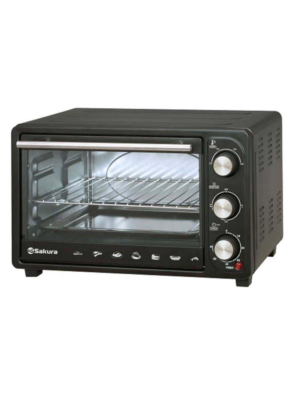 Духовка электрическая, Sakura, 48 л, 1800 Вт, 3 режима, черная, SA-7026B