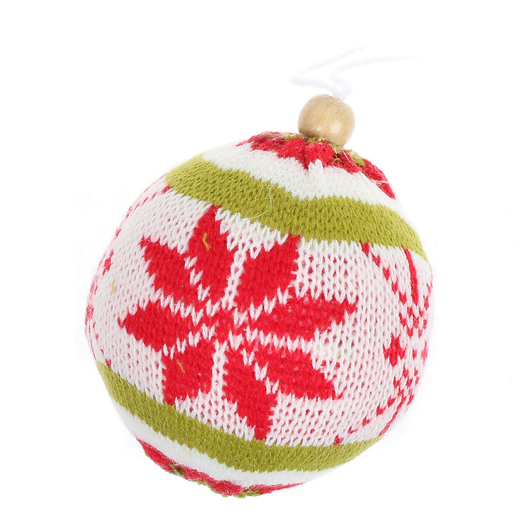Елочный шар Monte Christmas, Вязаный узор со снежинкой, бело-красный, 10 см, упаковка пакет, N6350036