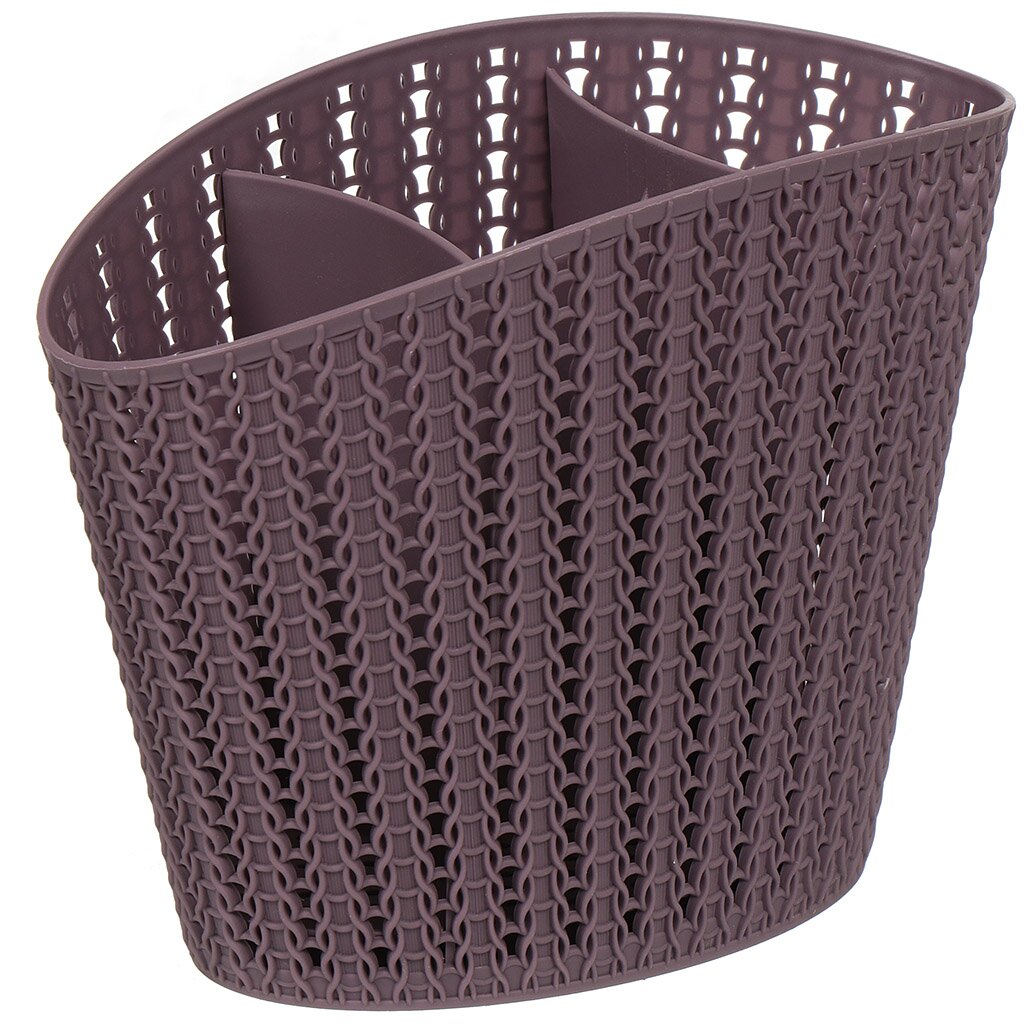 Подставка для столовых приборов пластиковая Вязание Idea М1166 пурпурная, 16x11x20 см