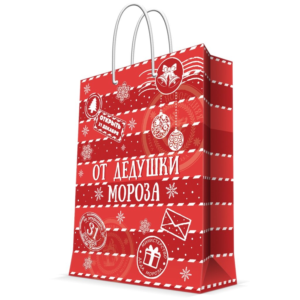 Пакет подарочный бумага, 26х12.7х32.4 см, От дедушки Мороза, 82405