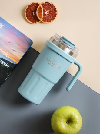 Термокружка нержавеющая сталь, 0.6 л, с ручкой, Y4-9327