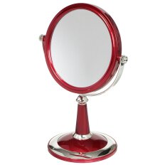 Зеркало настольное, 20х28.5 см, пластик, на ножке, круглое, хром, красное, Y3-897
