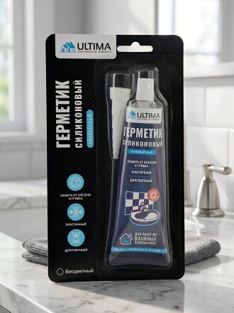 Герметик силиконовый, санитарный, Ultima, ULAST01180, 80 мл, бесцветный