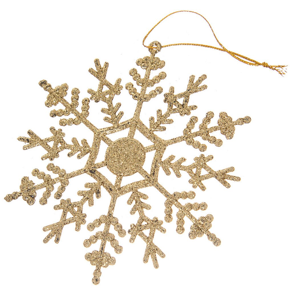 Набор елочных украшений Снежинки, 3 шт, золото, 12 см, пластик, SYLKL-4919155