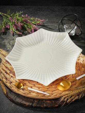 Блюдо керамика, фигурное, 30 см, белое, Грейс, Daniks, Y6-6004