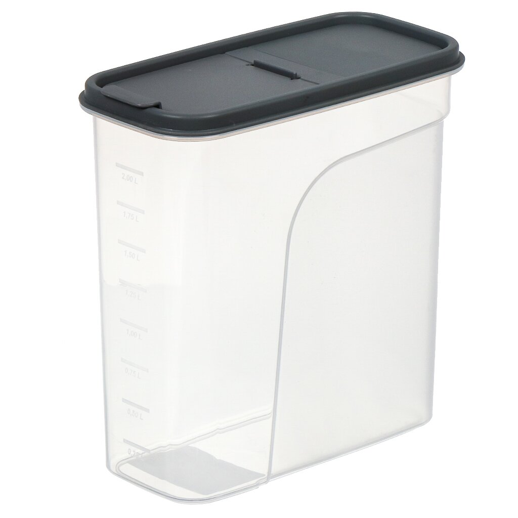Контейнер пластик, 2.4 л, серый, прямоугольный, для сыпучих продуктов, с крышкой, Violet, 462418 контейнер пищевой пластик 1 л 3 шт прямоугольный biofresh is10712