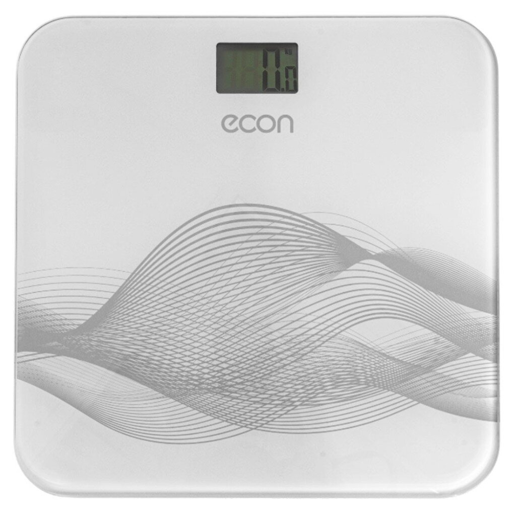Весы напольные электронные, Econ, ECO-BS020, стекло, до 180 кг, 26х26 см, индикация перегрузки и разряда батареи, серые весы напольные econ eco bs015