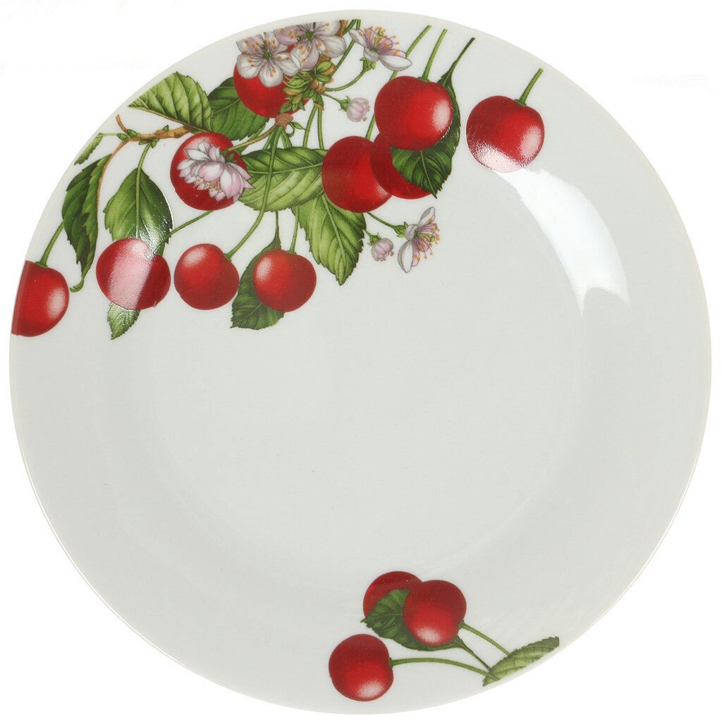 Тарелка десертная, керамика, 18 см, круглая, Черешня, т7-7703