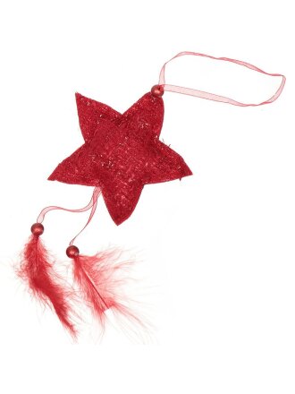 Елочное украшение Звездочка, красное, 9 см, текстиль, SYTS-4319133