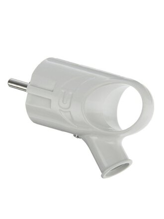 Вилка угловая, с заземлением, 16 А, 250 В, с кольцом, белая, Ecola, Base, AEPL3WEAY