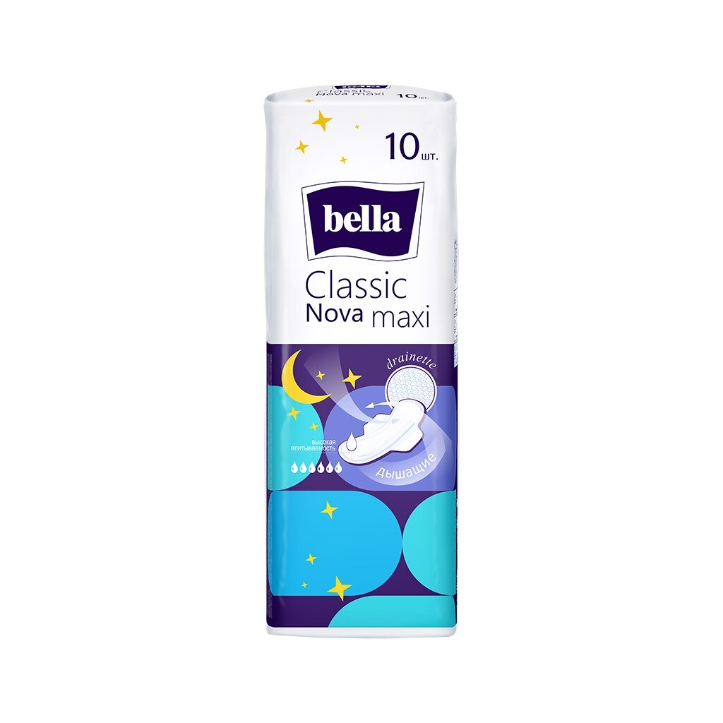 Прокладки женские Bella, Classic Nova Maxi, 10 шт, BE-012-MW10-E04 прокладки женские bella normal 20 шт be 012 rn20 e02