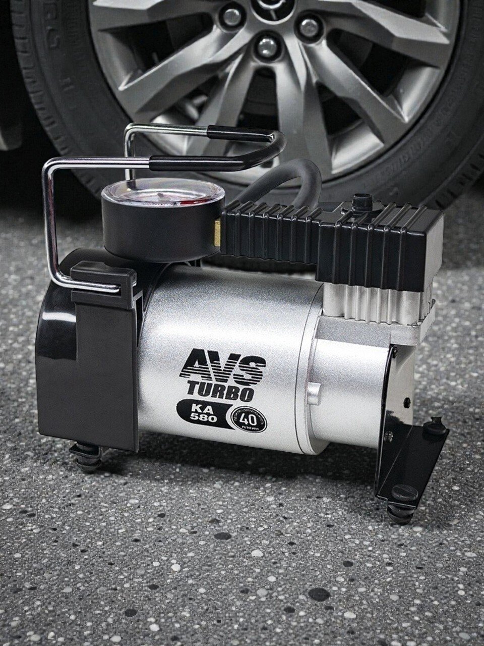 Компрессор автомобильный AVS, KA-580, 40 л/мин, 12 В, 10 атм, 150 Вт, с манометром, 43001