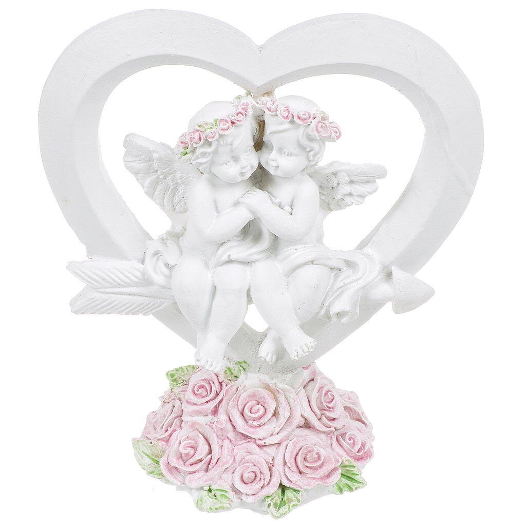 Фигурка декоративная Ангелочки в сердце Пара, 10х5х13 см, Y4-3533 