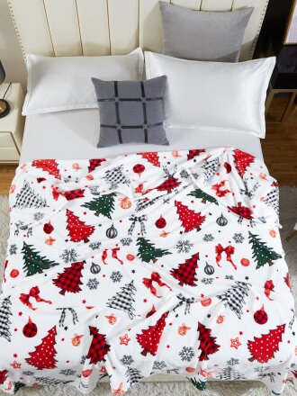 Плед 1.5-спальный, 150х200 см, велсофт, 100% полиэстер, Cleo, California, Елочки, 150/207-pf
