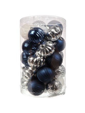 Набор шаров Фактура, 30 шт, синий, серебро, белый, 5 см, 7 см, Y4-8461