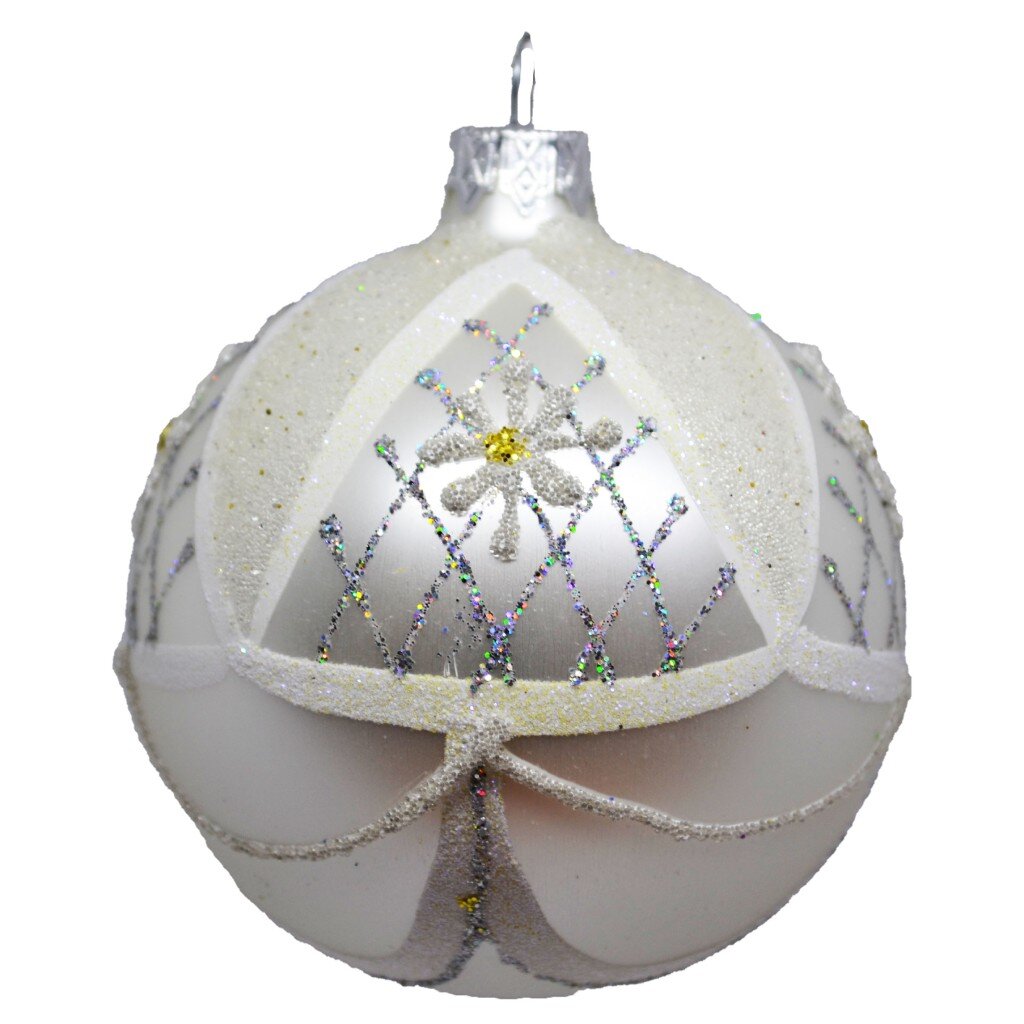 Елочный шар Снежная коллекция-2, 8 см, стекло, КУ-80-213054