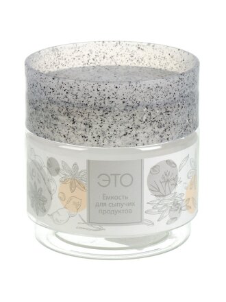 Банка для сыпучих продуктов, пластик, 0.5 л, 9.2х9.2х10 см, с крышкой, Homver, Asti, 50621/02, светло-серая