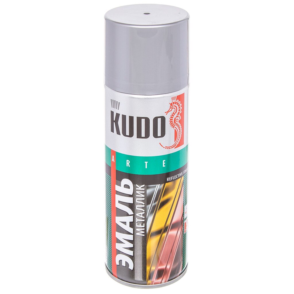 Эмаль аэрозольная, KUDO, универсальная, акриловая, глянцевая, металлик алюминяя, 520 мл эмаль для металлочерепицы kudo