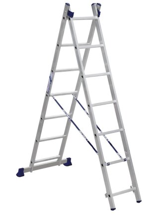 Лестница 2 секции, 7 ступеней, алюминий, 3.08 м, 150 кг, Alumet, 5207